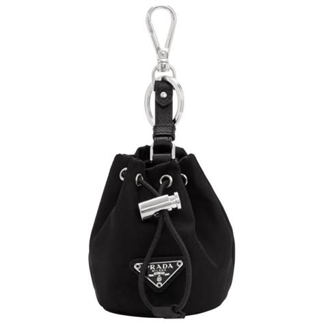 Prada: Black Travel Drawstring Pouch Keychain 